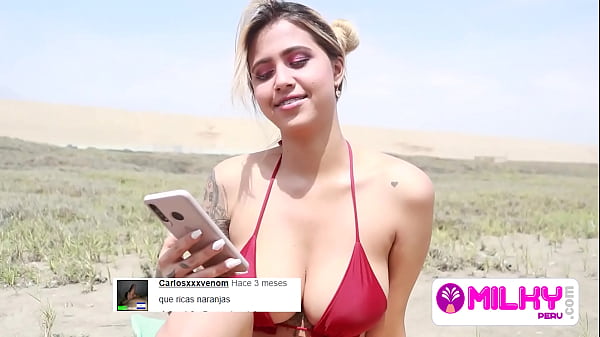 Гигантские сиськи на пляже, она жаждет моего члена