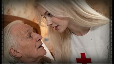 Старик трахает медсестру, она проглатывает его сперму